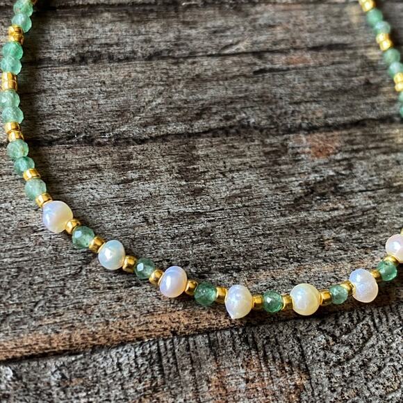 NEW Green Aventurine & Pearl Bracelet - Picture 2 of 15